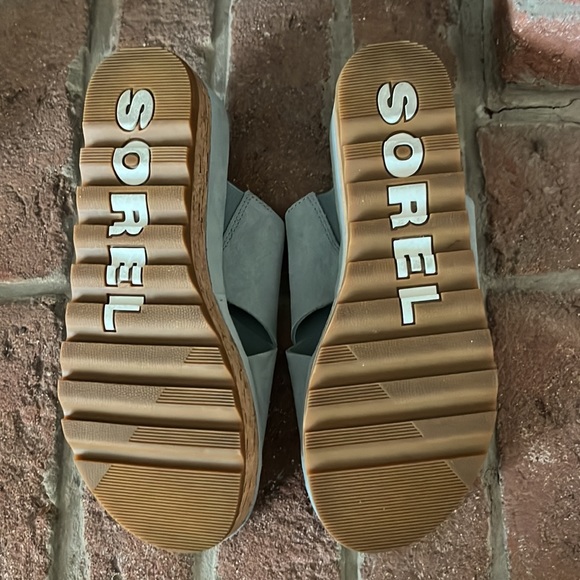 🩵Like New SOREL Cameron Flatform Mule Wedge Suede Sandals 8 - Picture 11 of 11